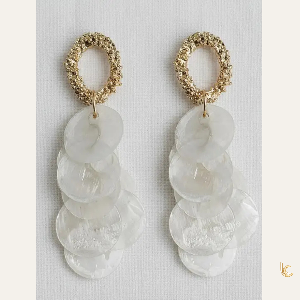 French Shell Tassel Drop Earrings