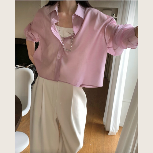 Lightweight Sheer Button Shirt – Relaxed Fit Layering Blouse