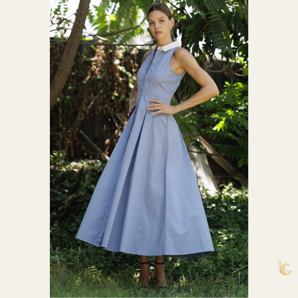 Sleeveless Shirt Midi Dress | Elegant Casual