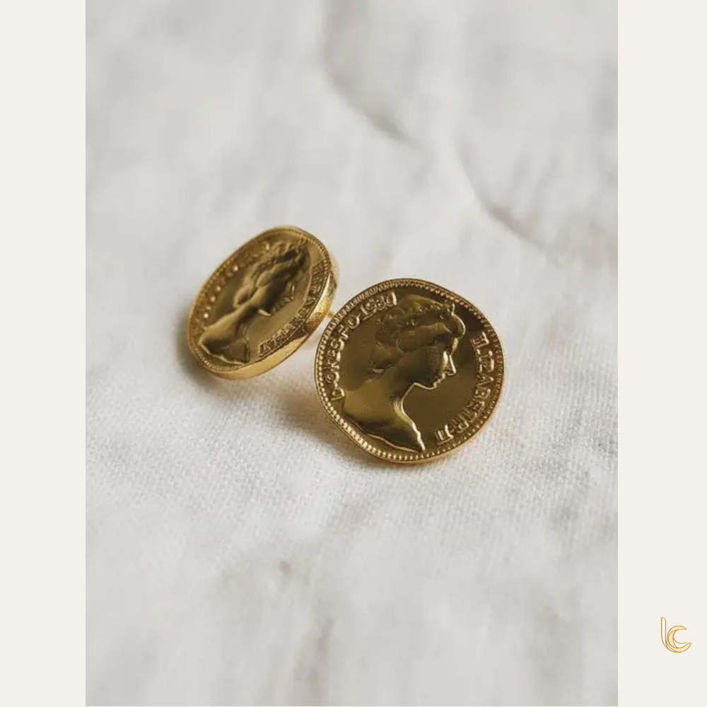 Vintage Inspired Portrait Coin Stud Earrings