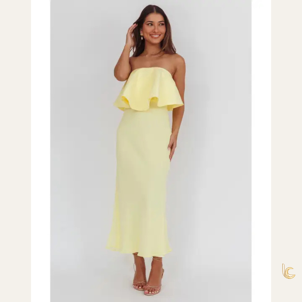 Sunny Strapless Ruffle Maxi Dress