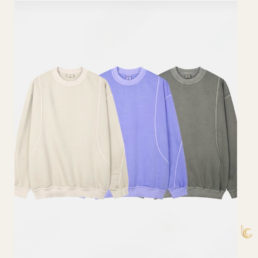 Pigment Washed Curved Seam Unisex Sweatshirt