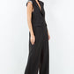 Black Tailored Jumpsuit with Exposed Shoulder Pads & Sleek Fit
