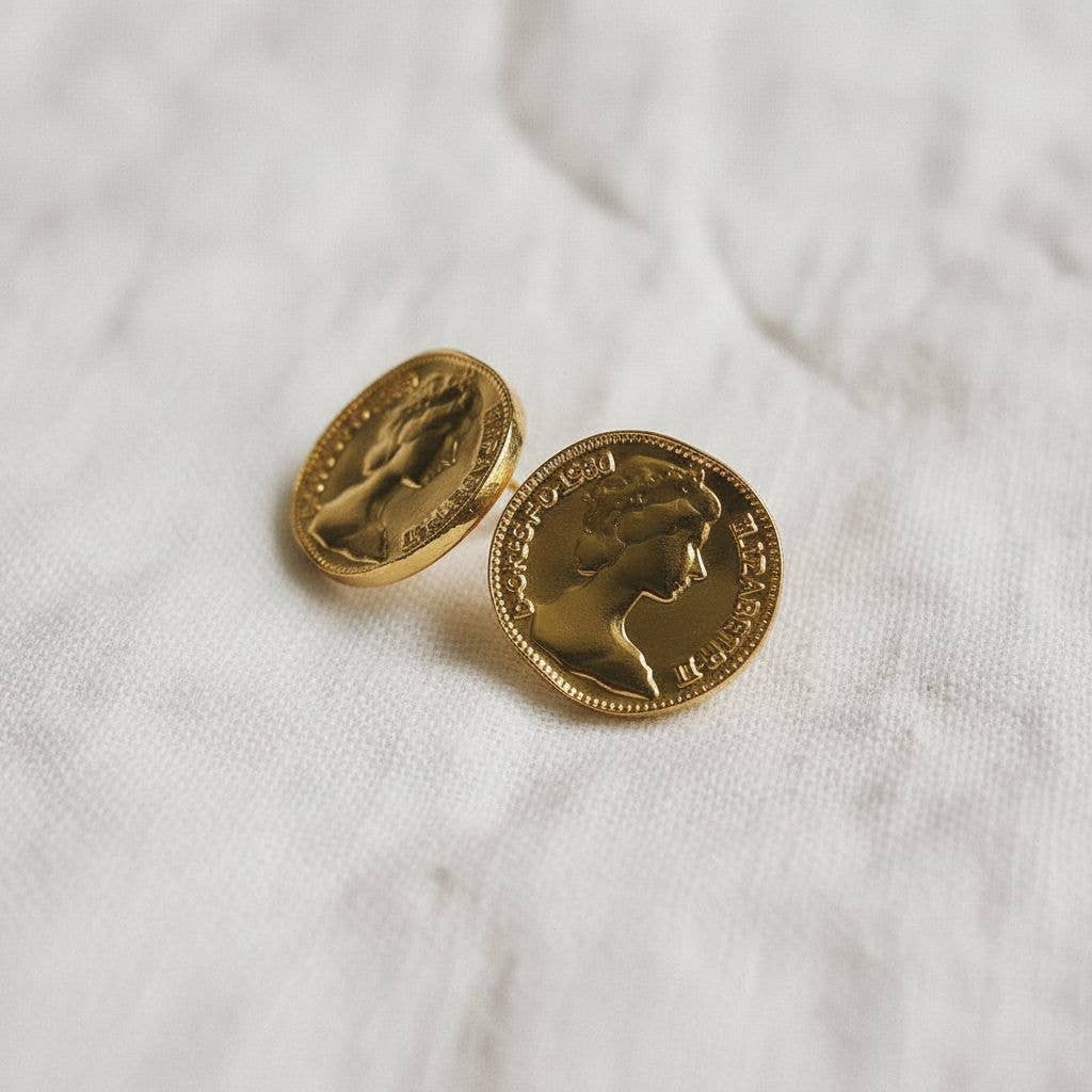 Portrait Coin Stud Earrings