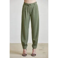 Tailored High-Waist Tapered Pants with Cuffed Hem