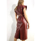 Burgundy FauxLeather Two-Piece Set