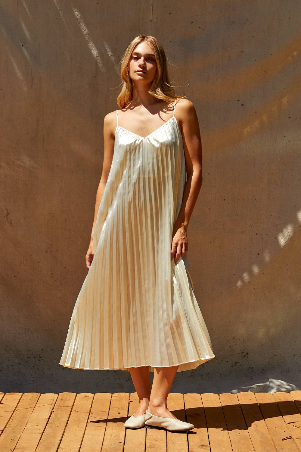 Pleated Midi Dress & Knit Top Two Piece Set