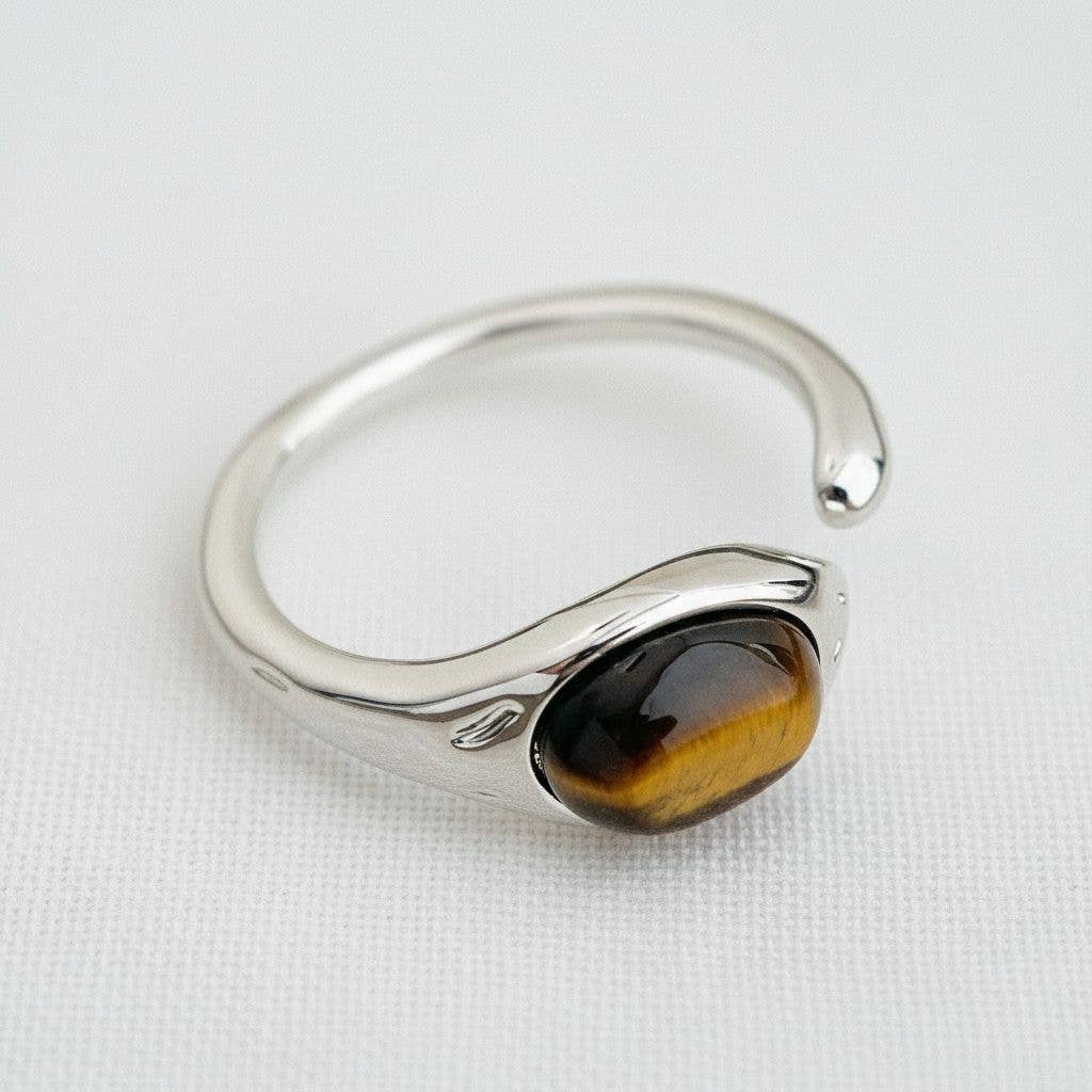 Artisan Geometric Tiger Eye Ring