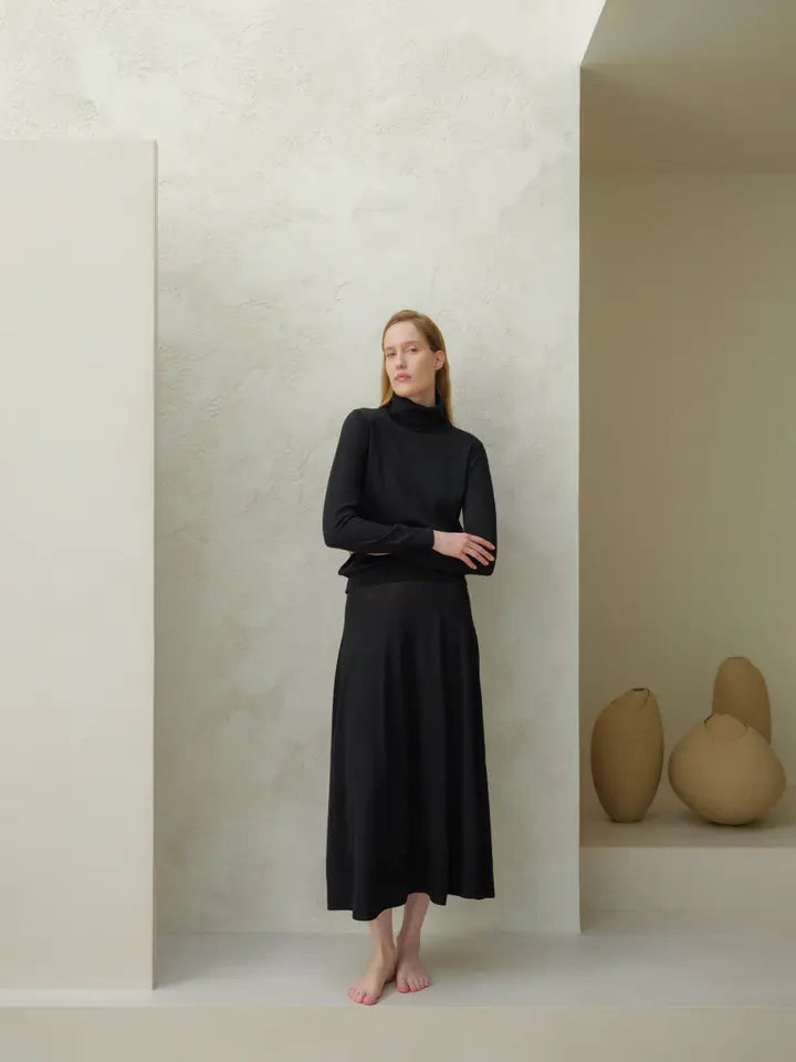 High-Collar Merino Turtleneck Sweater