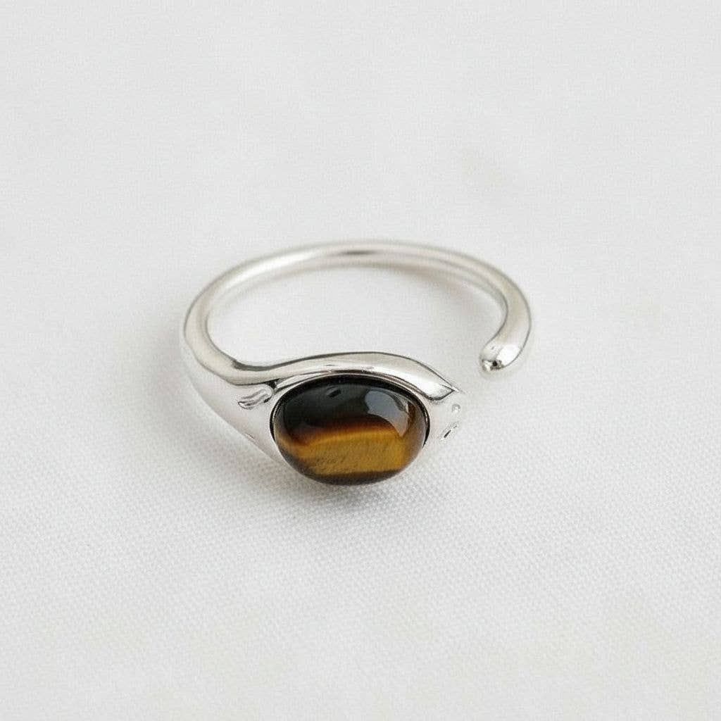 Artisan Geometric Tiger Eye Ring