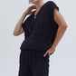 Cable Knitted Oversized Vest 2 Piece Set