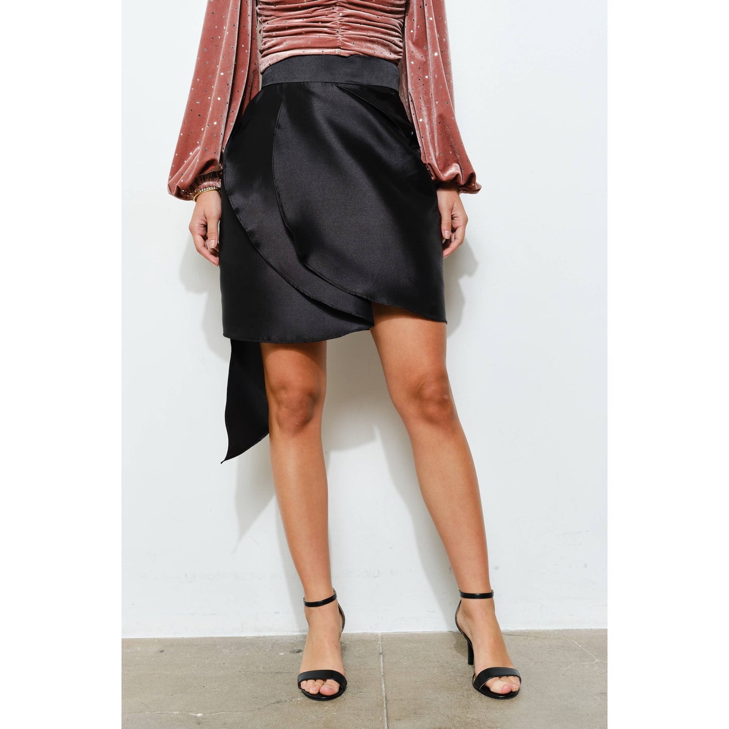Luxe Shining Satin Tulip Mini Skirt
