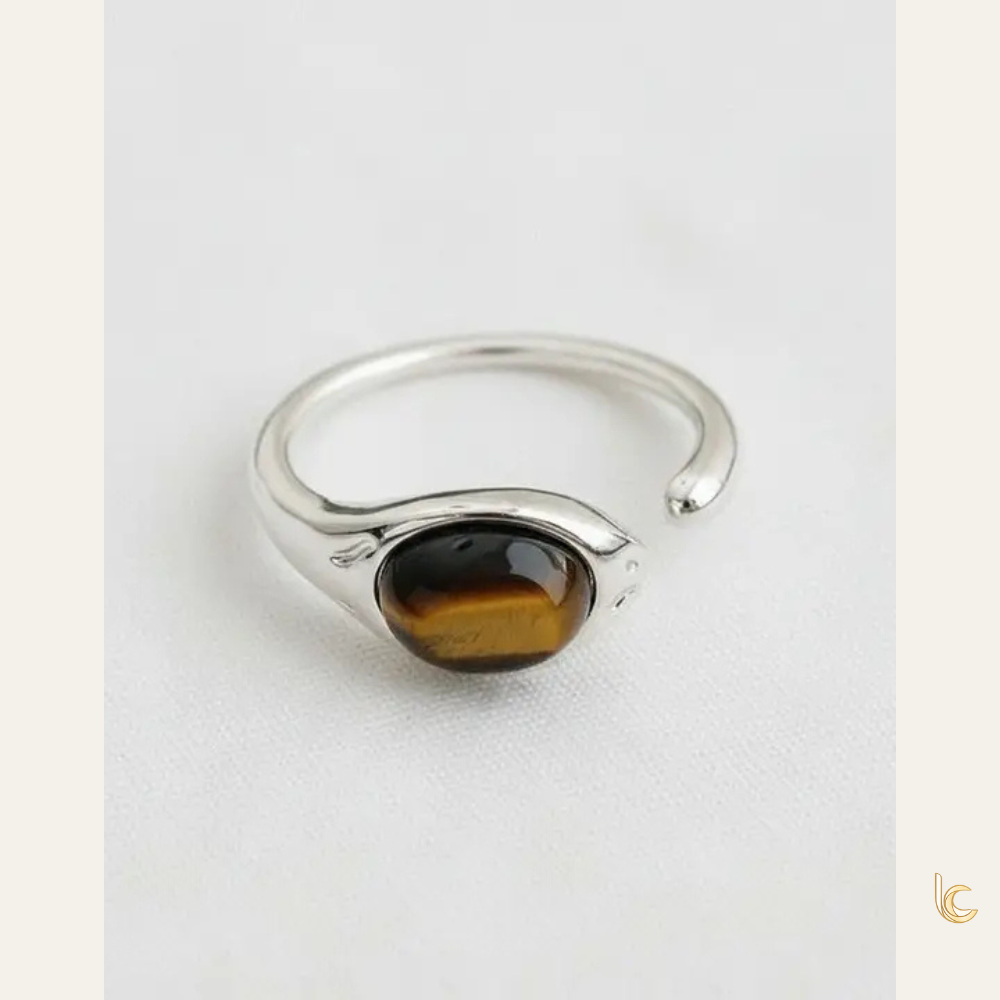 Artisan Geometric Tiger’s Eye Adjustable Ring