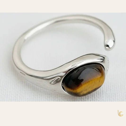 Artisan Geometric Tiger’s Eye Adjustable Ring