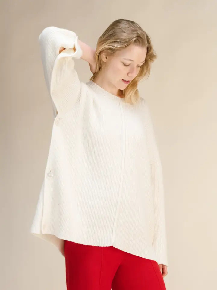 Italian Cashmere-Blend Cape Sweater