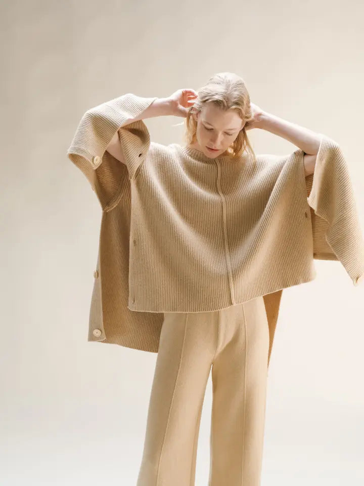 Italian Cashmere-Blend Cape Sweater