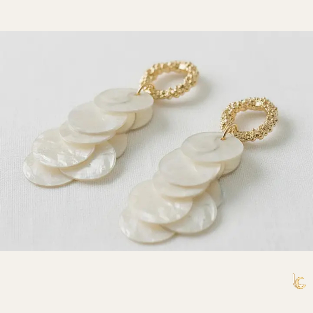 French Shell Tassel Drop Earrings