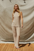 Minimalist Sleeveless Knit Set – Beige