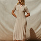 Beige Knit Collar Midi Dress – Minimalist Elegance