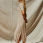 Beige Knit Collar Midi Dress – Minimalist Elegance