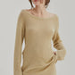 Beige Off-Shoulder Knit Top & Skirt Set – Minimalist Chic