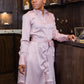 Indi-Pink Satin Tailored Shirt Dress