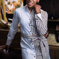 Half & Half Stripe Tailored Shirt Dress