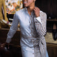 Half & Half Stripe Tailored Shirt Dress