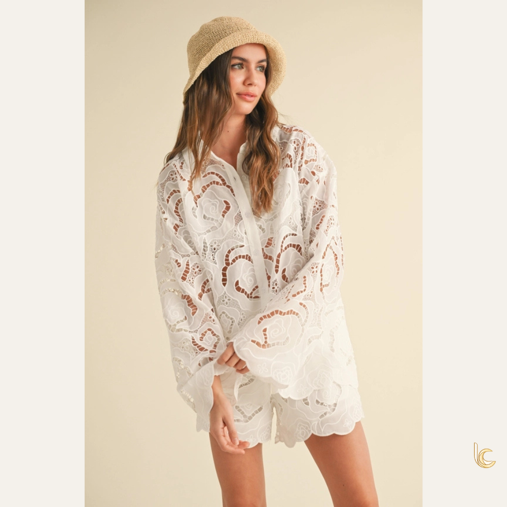 Floral Lace Top & Shorts Set