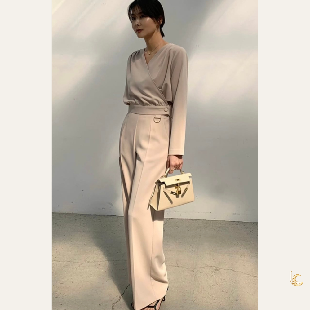 Reversible Wrap Blouse – Silk Feel Elegant V Neck Office Top