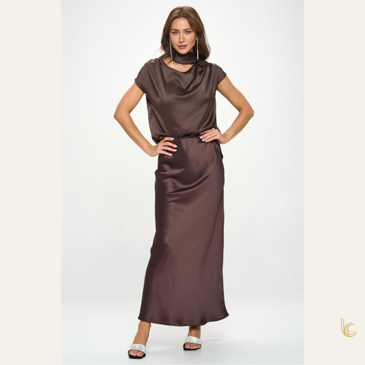 Silky Satin Maxi Skirt – Elegant Minimal Long Slip Skirt