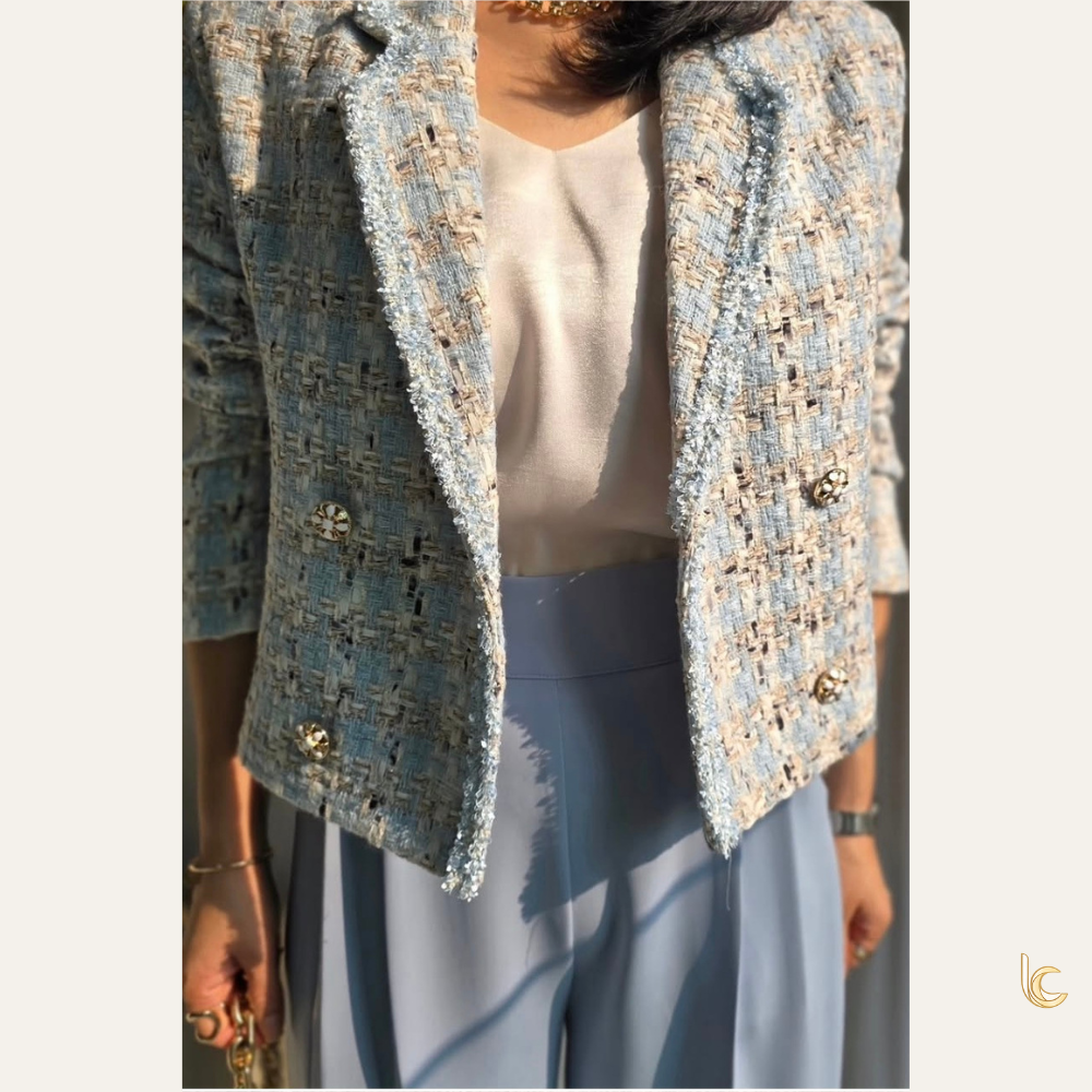 Classic Tweed Jacket – Elegant Spring Tailored Blazer