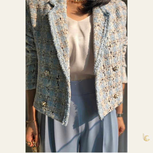 Classic Tweed Jacket – Elegant Spring Tailored Blazer