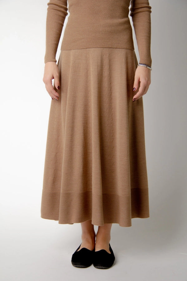 Italian 3D Knit Extra fine Merino Wool Maxi Skirt
