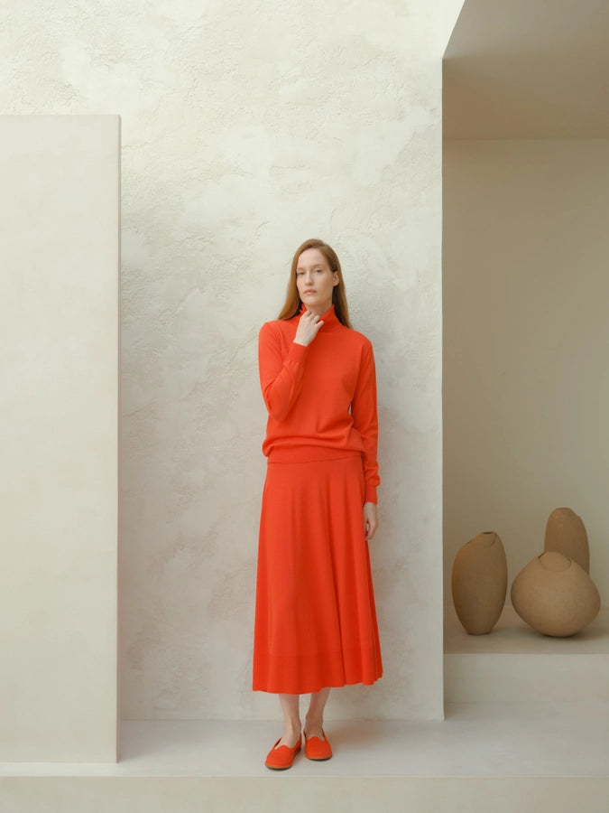 Italian 3D Knit Extra fine Merino Wool Maxi Skirt