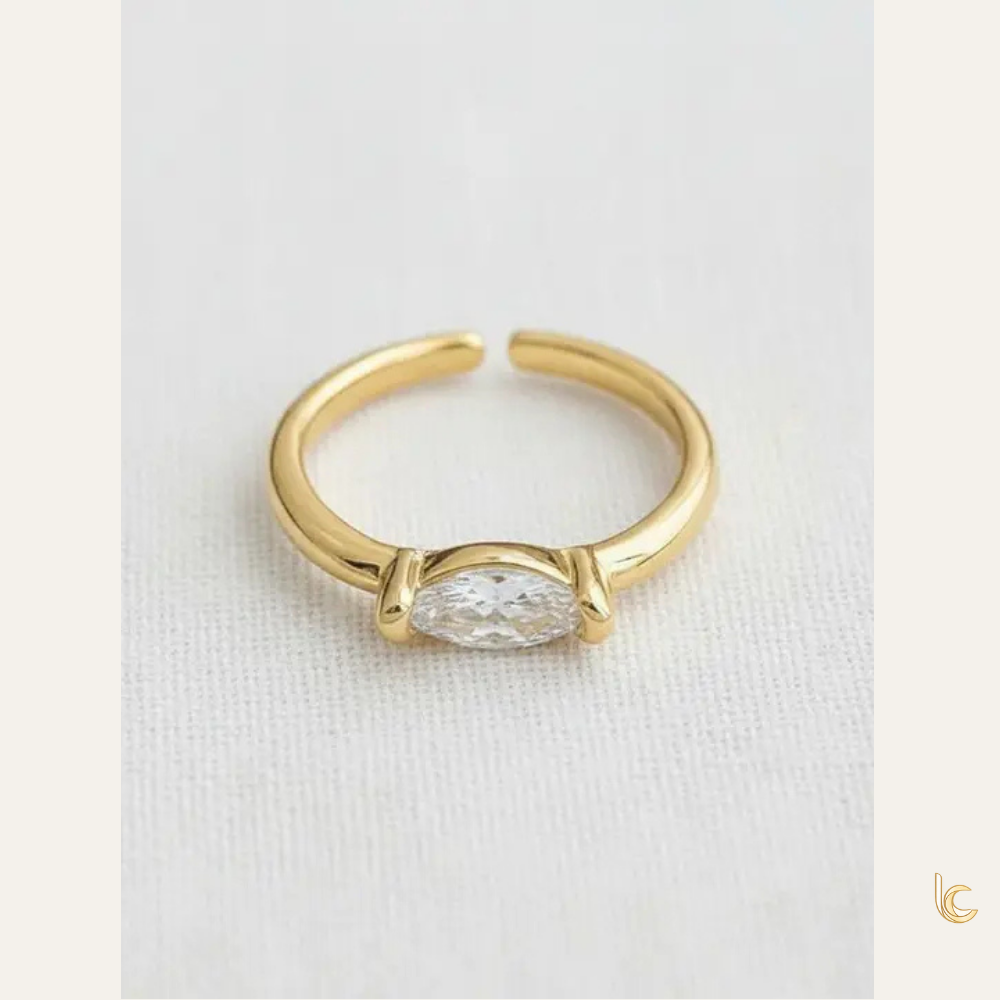 Marquise Cubic Zirconia Adjustable Gold Ring