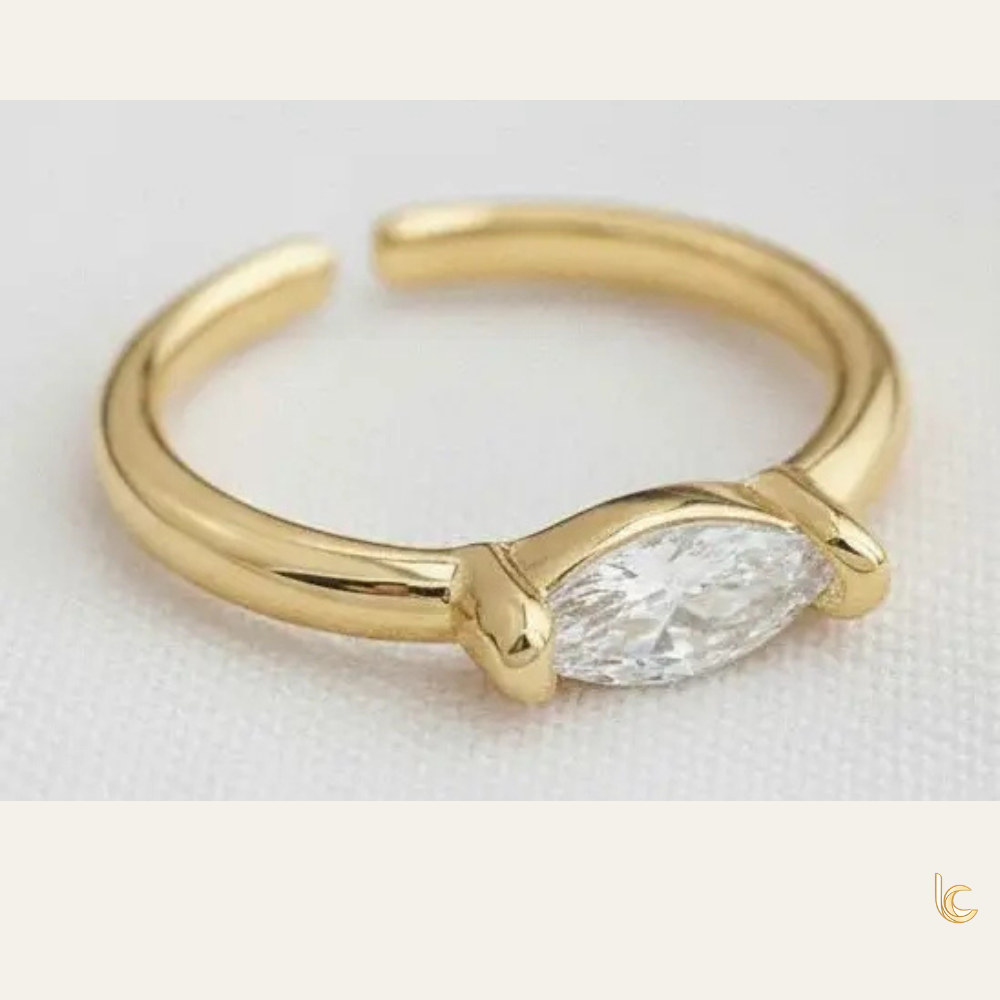 Marquise Cubic Zirconia Adjustable Gold Ring