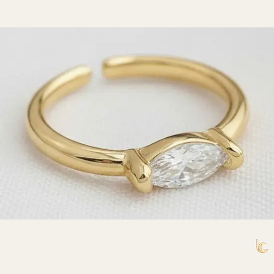 Marquise Cubic Zirconia Adjustable Gold Ring