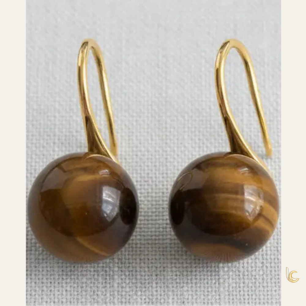 Natural Tiger’s Eye Drop Earrings