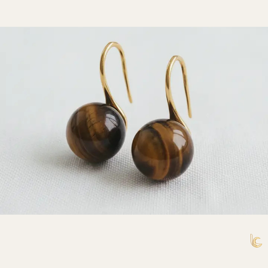 Natural Tiger’s Eye Drop Earrings