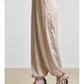 Satin Pleated Wide-Leg Pants with Tie Cuff Hem
