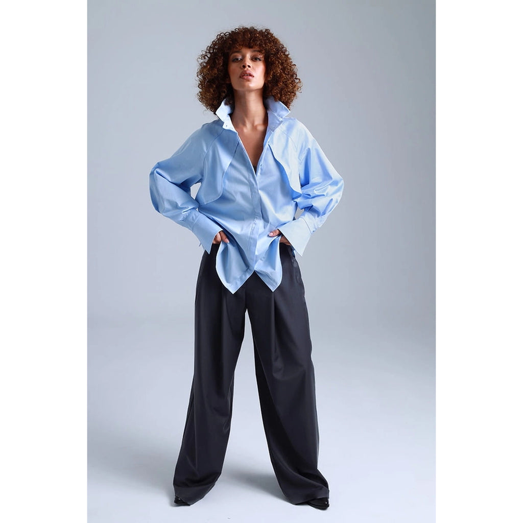 Caped Cotton Shirt – Luxury Organic Cotton Satin Blouse