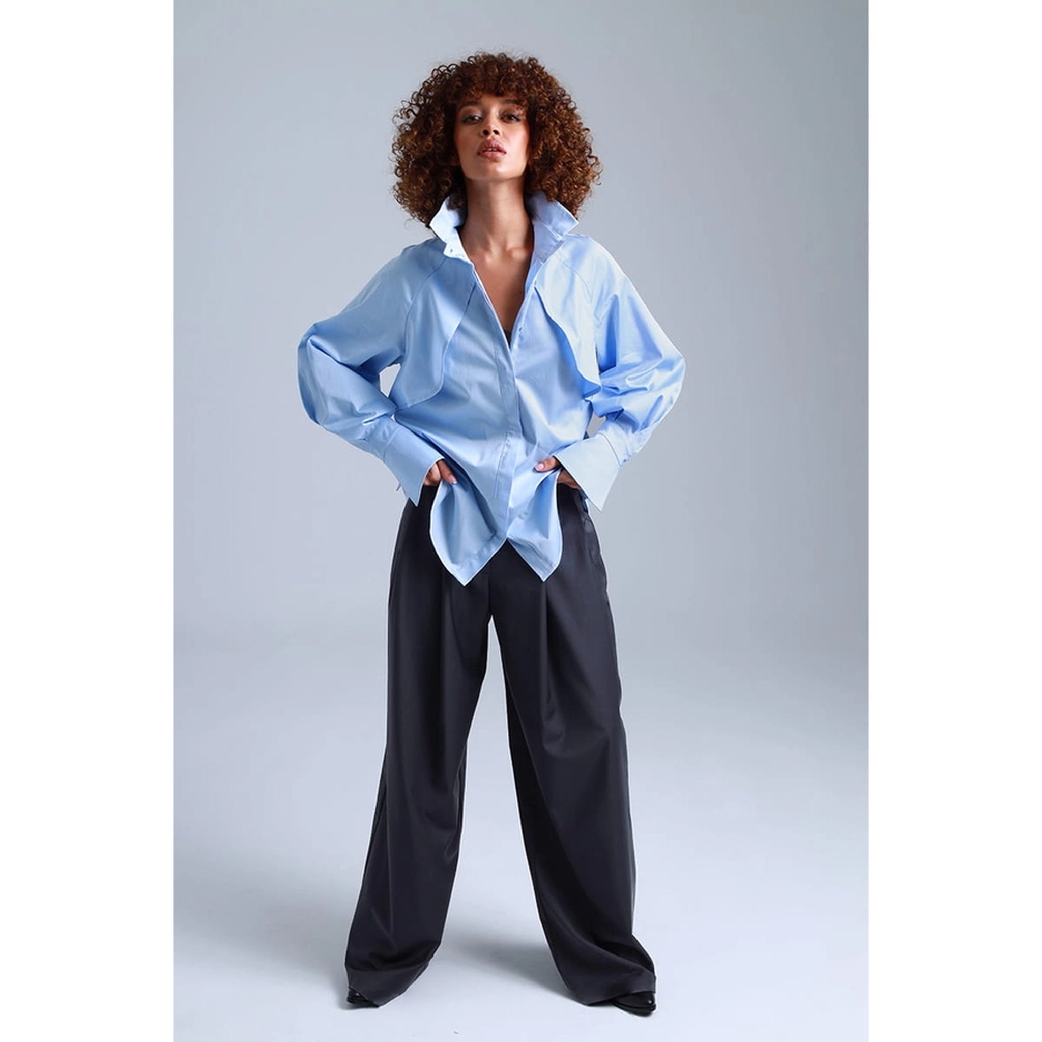 Caped Cotton Shirt – Luxury Organic Cotton Satin Blouse