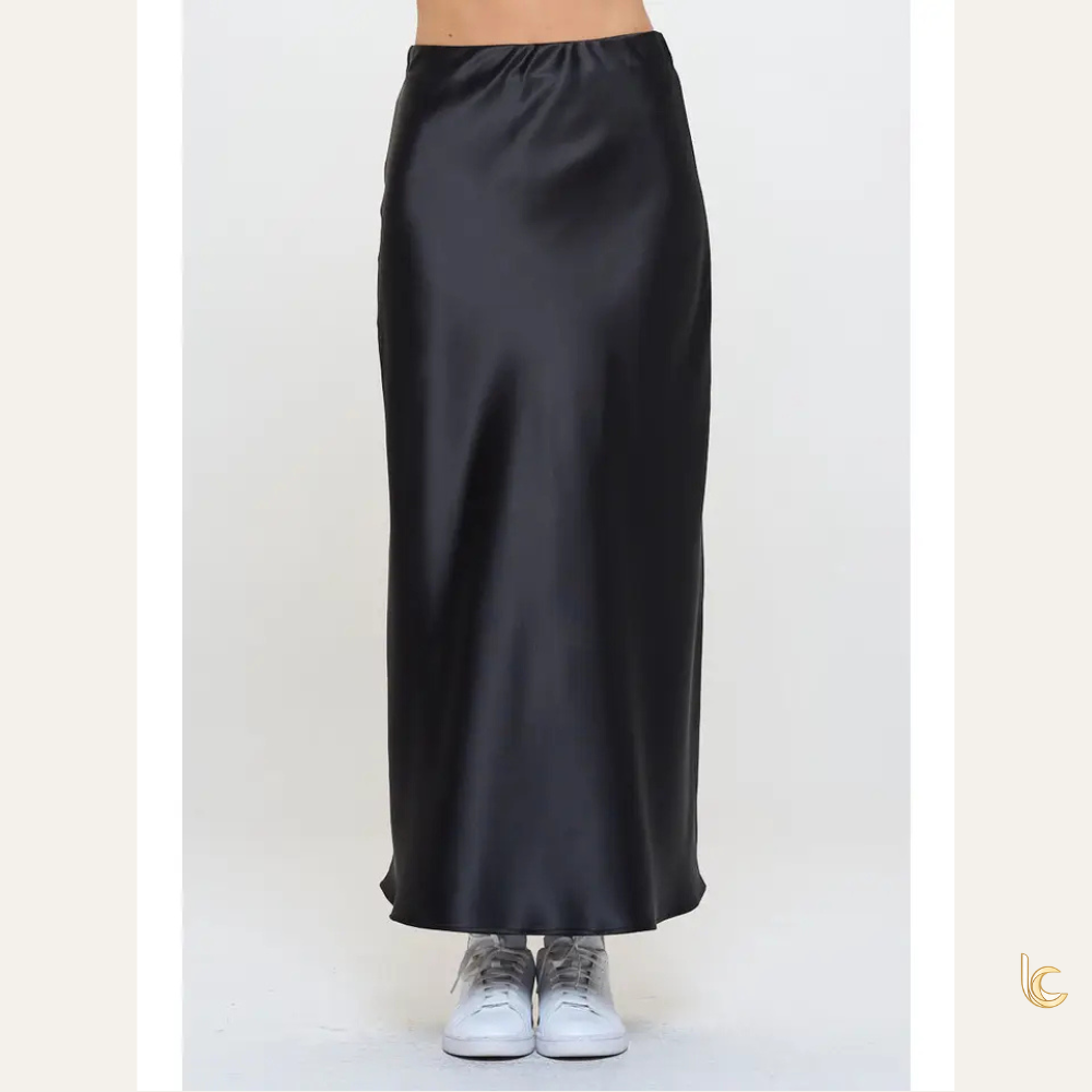 Silky Satin Maxi Skirt – Elegant Minimal Long Slip Skirt