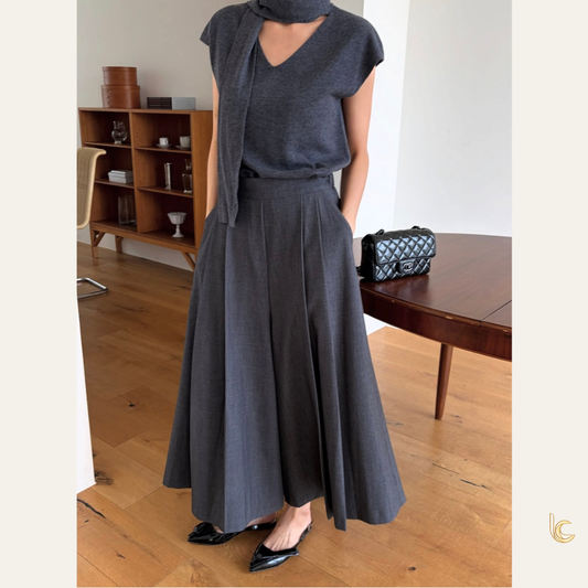Tailored Pleated Wide-Leg Palazzo Trousers