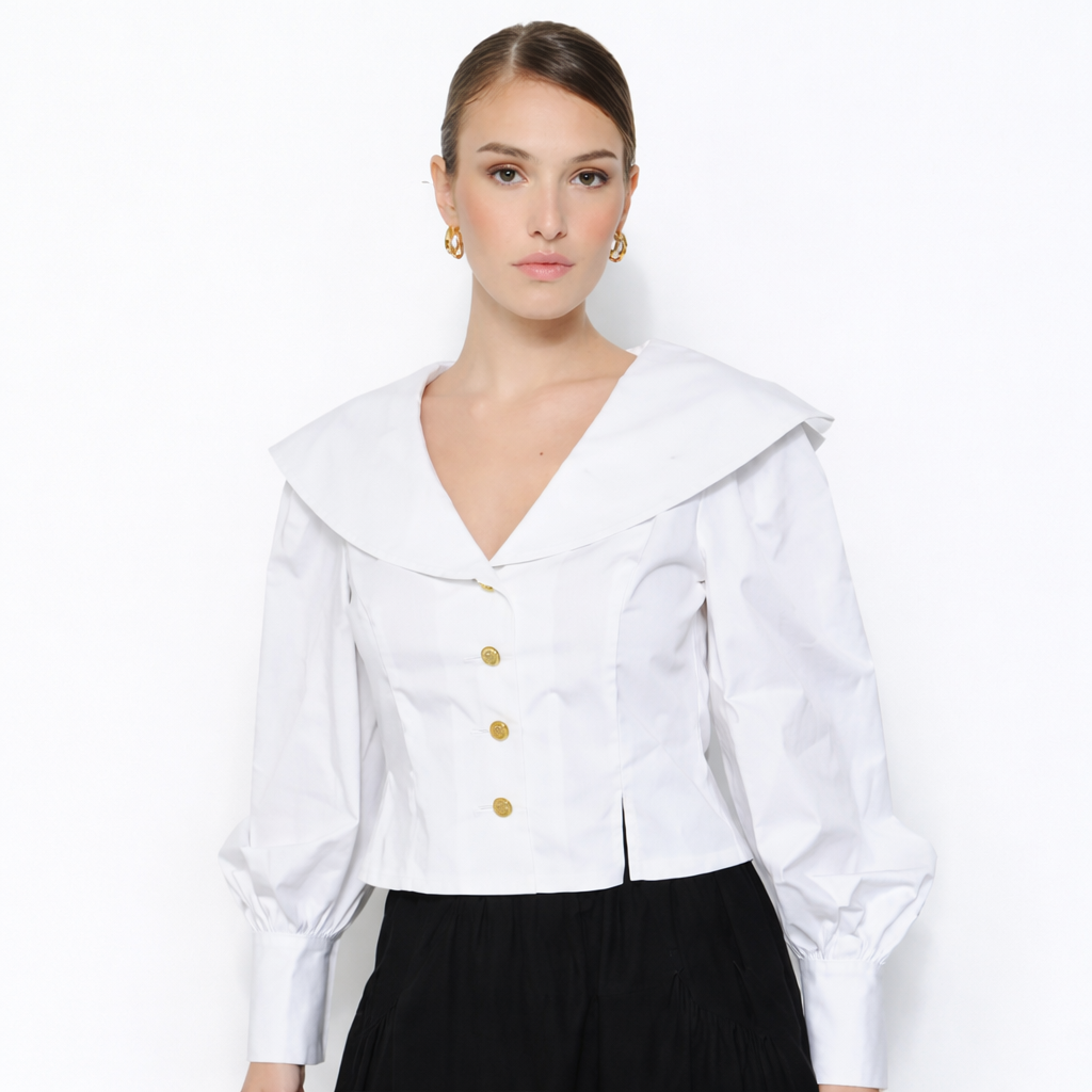 Sailor Collar Puff Sleeve Blouse