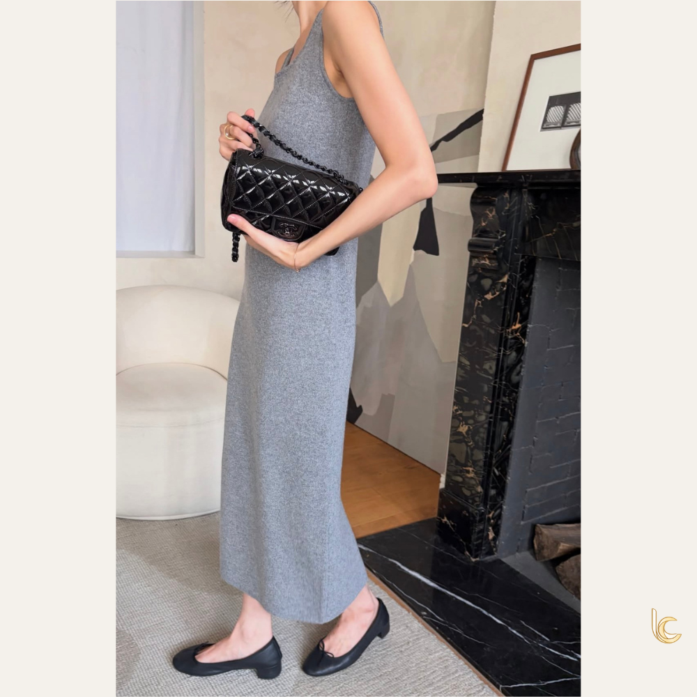 Wool Blend Sleeveless Knit Maxi Dress