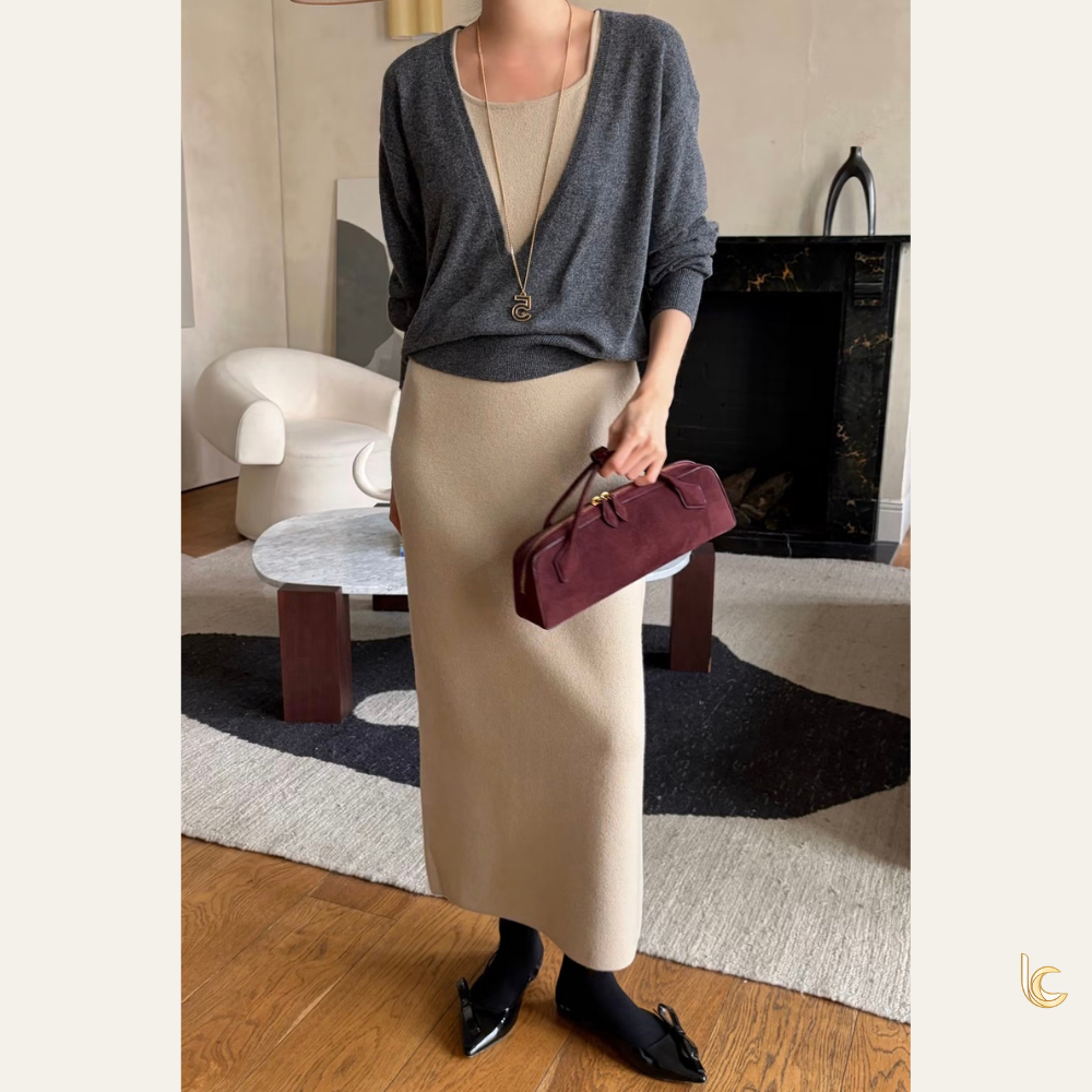 Wool Blend Sleeveless Knit Maxi Dress