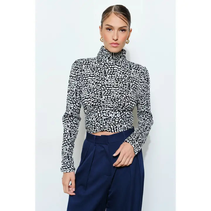 Back-Tie Leopard Print Blouse