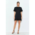 Beaded Fringe Tweed Mini Dress